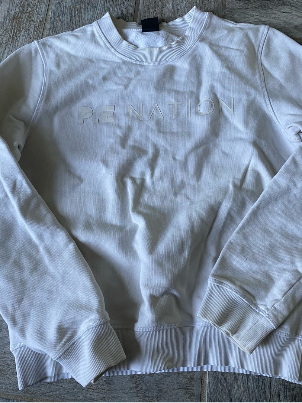 P.E NATION White Embossed Logo Crewneck Sweatshirt small